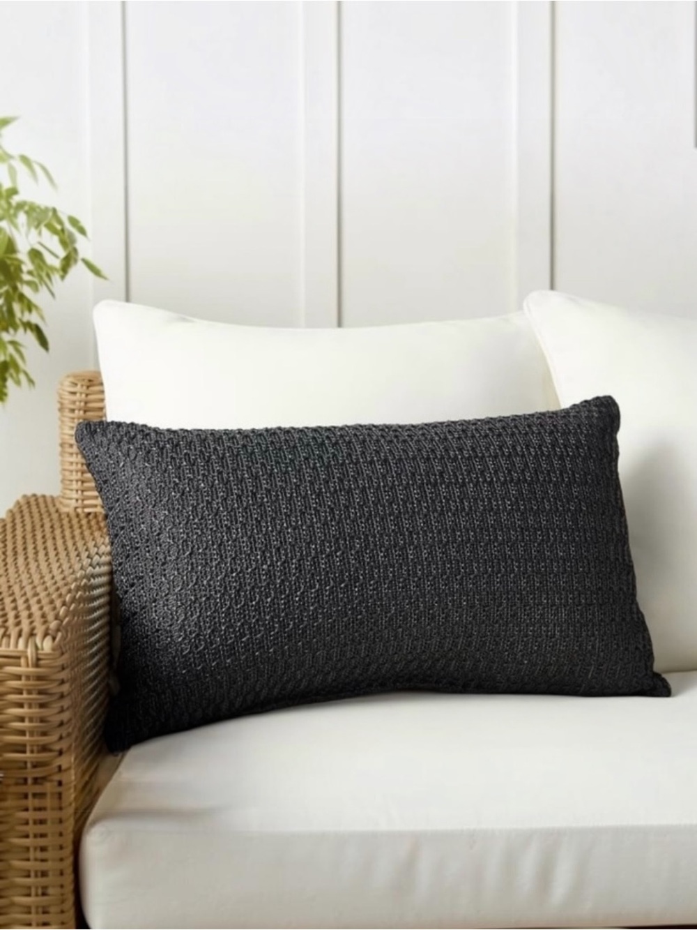 Pottery Barn Faux Natural Fiber Honeycomb
Outdoor Lumbar Pillow 13x24